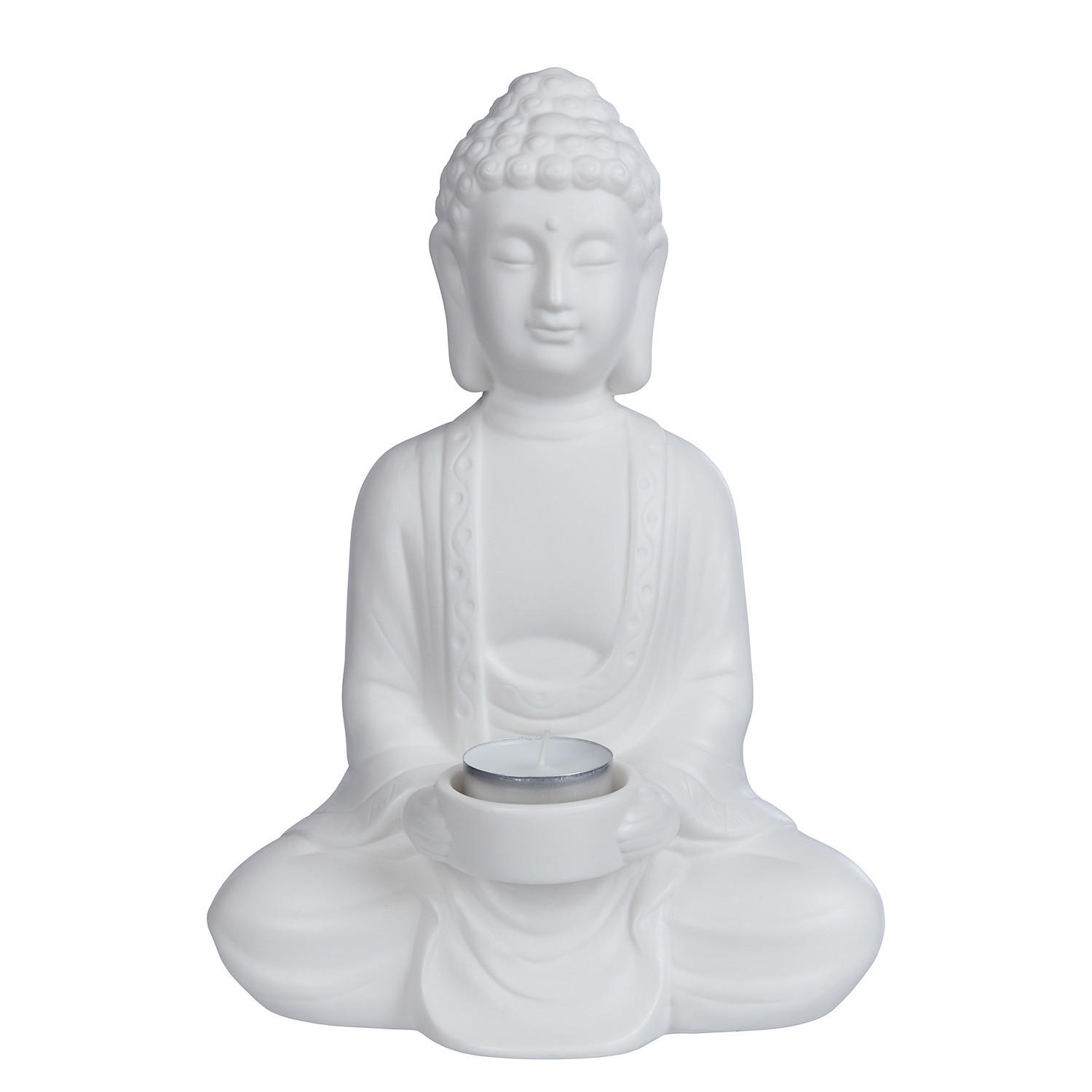 DEKO-STATUE Buddha - Weiß, Keramik (11/23/17cm) - BUTLERS