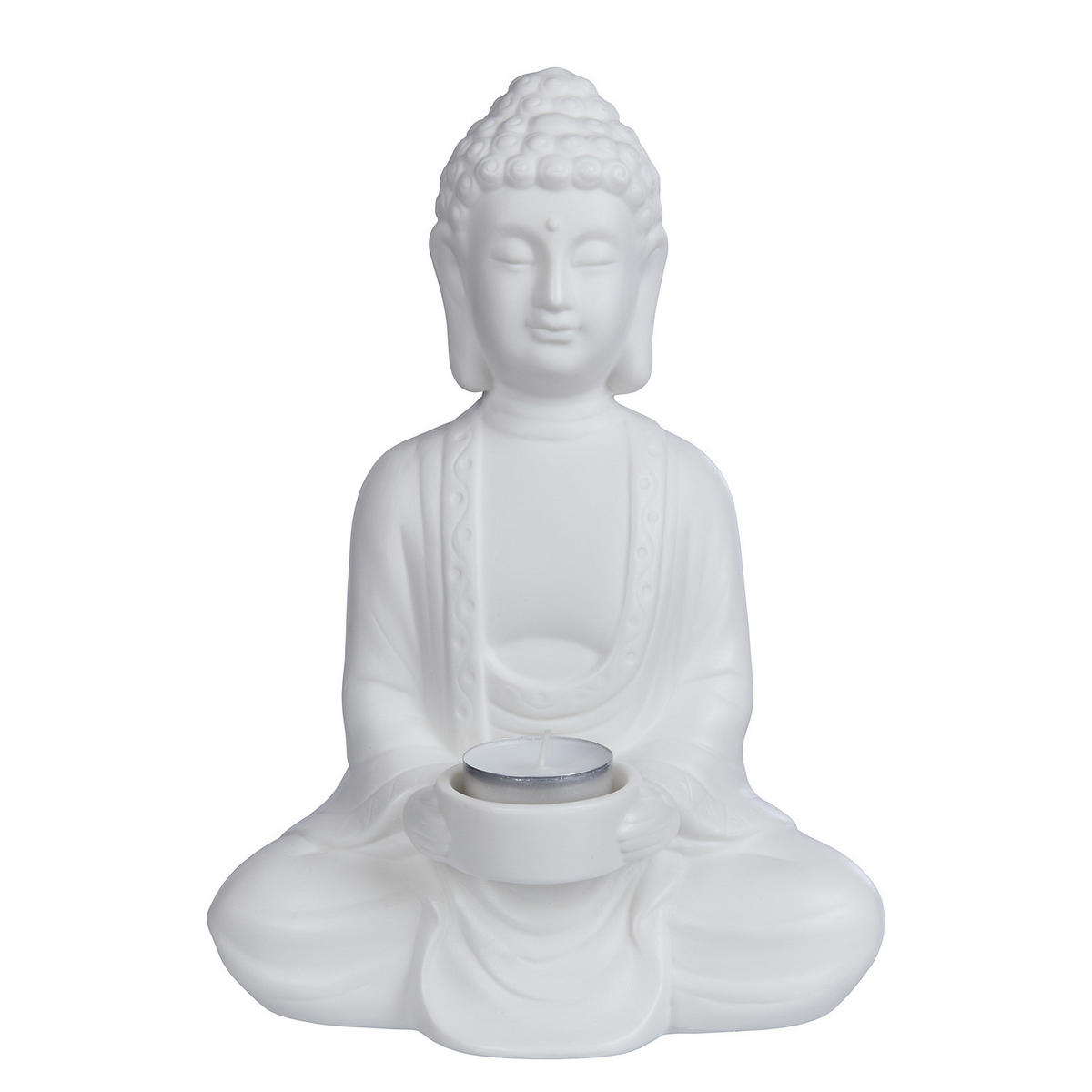 DEKO-STATUE Buddha - Weiß, Keramik (11/23/17cm) - BUTLERS