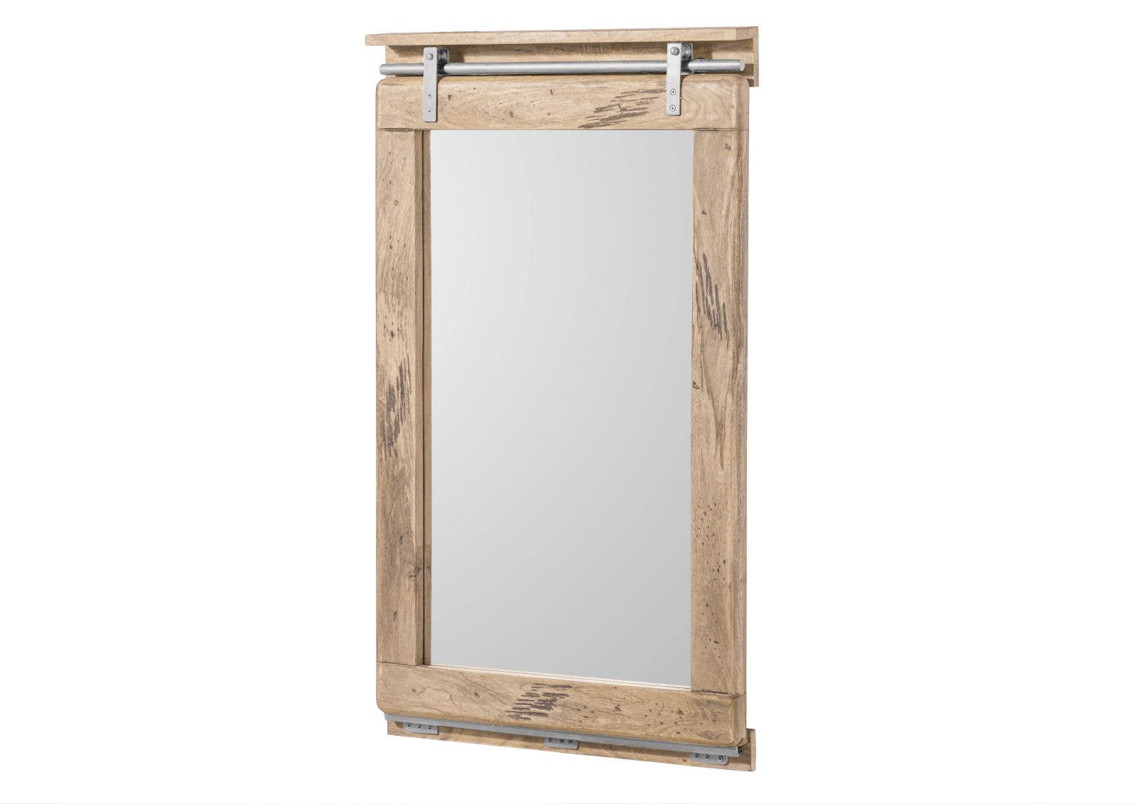 SPIEGEL Mango 65x6x110 whitewash lackiert RAILWAY #383 - Beige, Holz (65/110/6cm) - Massivmoebel24