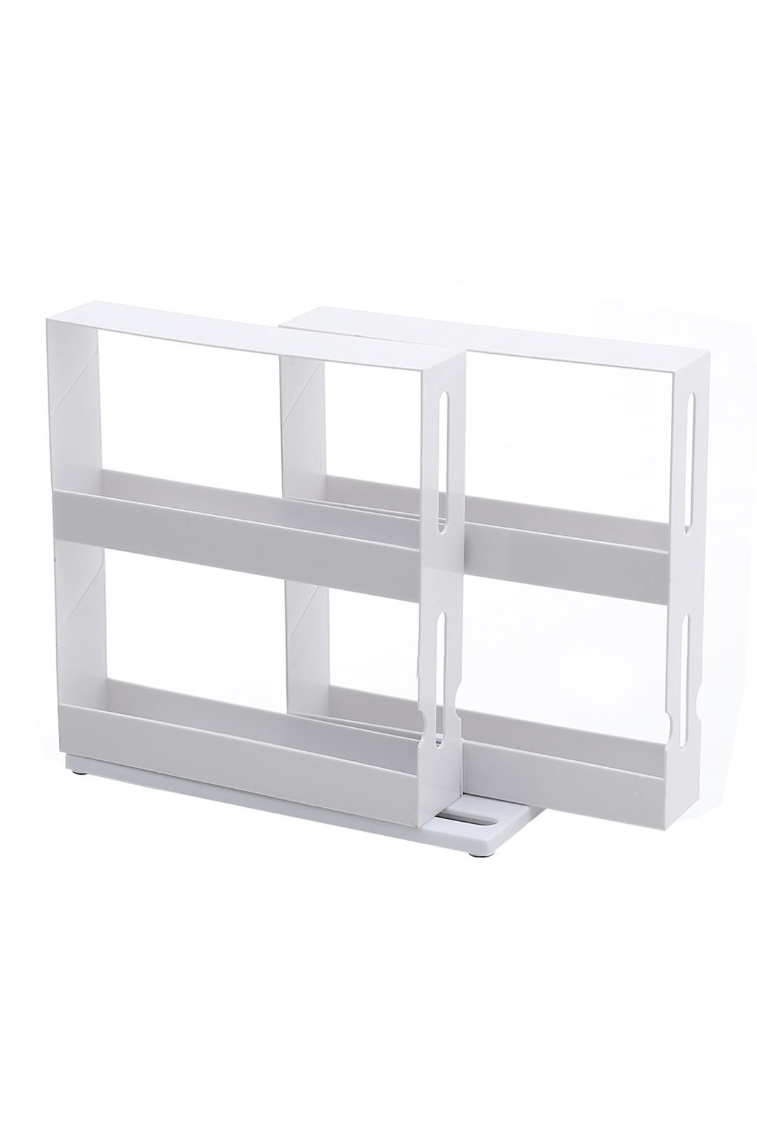 GEWÜRZREGALE Ausziehbare und drehbare mit Schienen aus weißem Kunststoff 26,5 x 13,2 x 26,1 cm - Weiß, Kunststoff (26.5/26.1/13.2cm) - Livingandhome