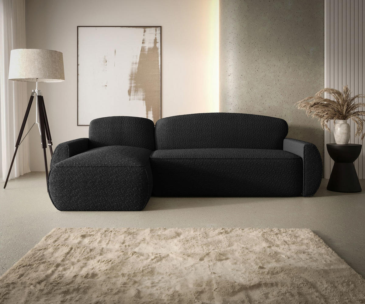 ECKSOFA mit Schlaffunktion LUCAS Quelle 100 Links - Schwarz, Textil (240/145cm) - Bedante