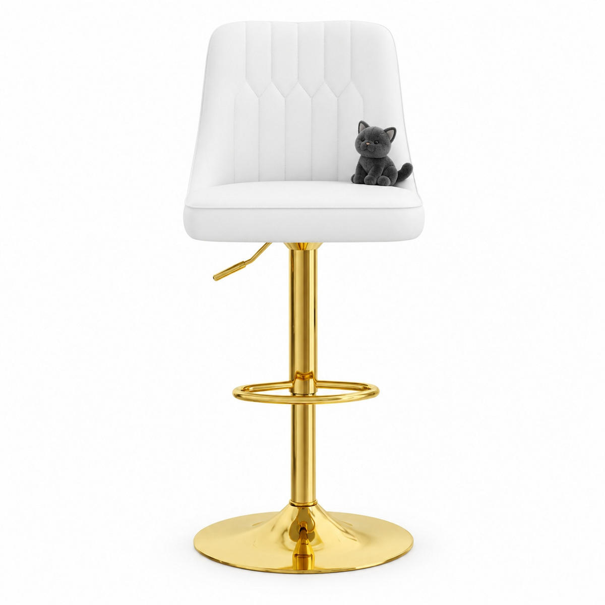 BARHOCKER-SET 2-teilig höhenverstellbar Weiß/Gold mit 360°-Drehfunktion - Weiß, Metall (44/117.5/44cm) - MIVRAY