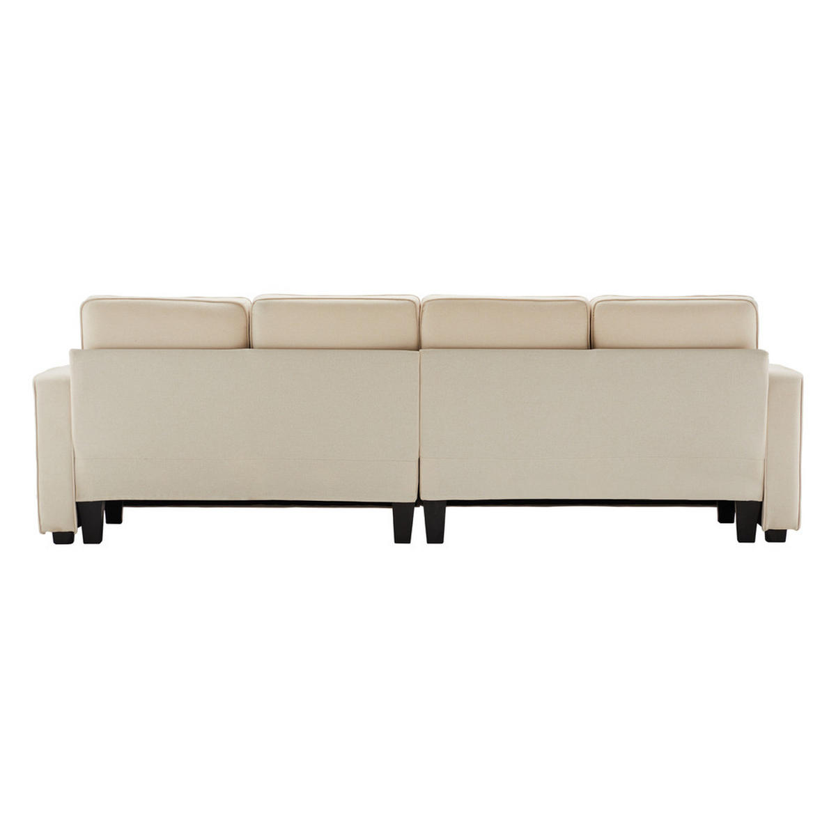 SOFA 4-Sitzer Leinenstoff Armlehnentaschen 4 Kissen Einfacher Stil - Beige, Holz (71/27.5/55.5cm) - FLIEKS