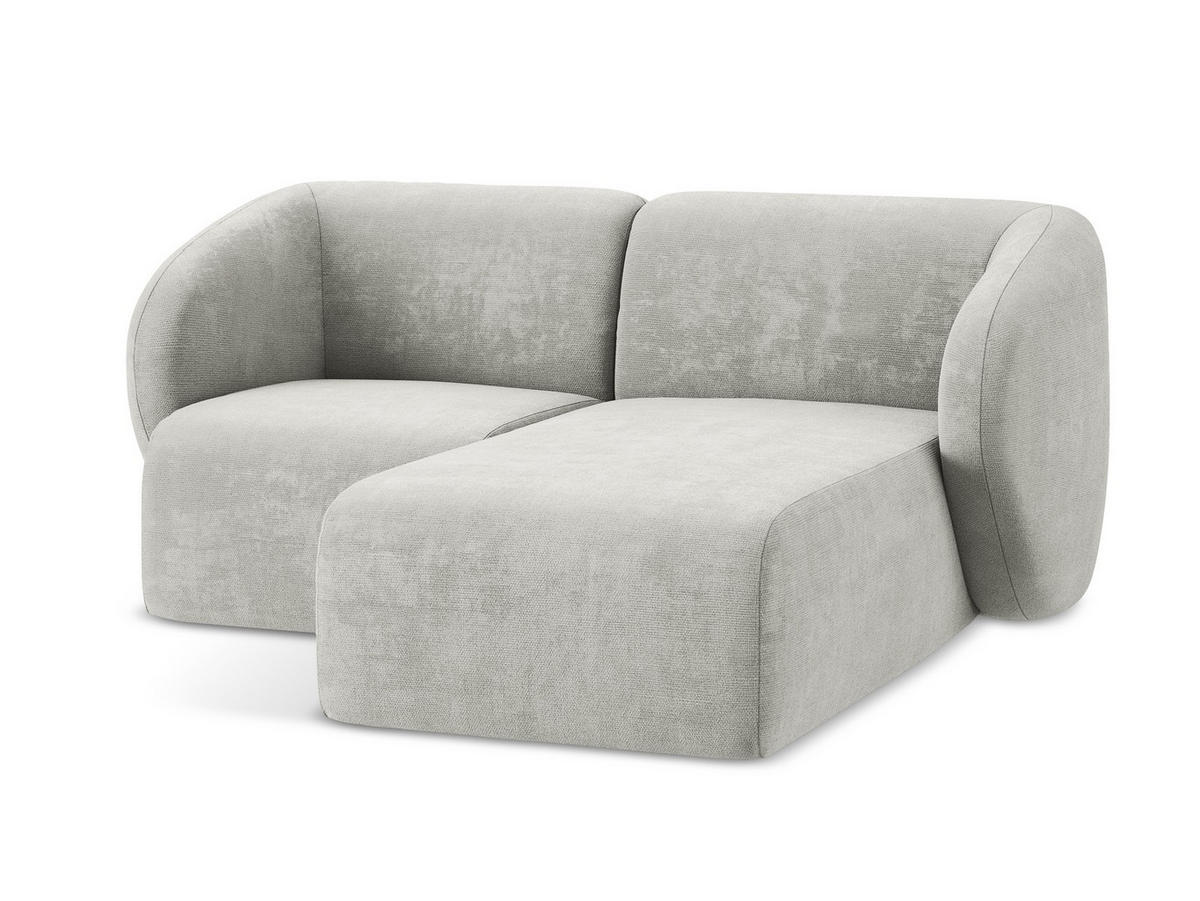 ECKSOFA Rechts Chenille Stoff Grau - Hellgrau/Schwarz, Holzwerkstoff/Kunststoff (178/166cm) - Makamii