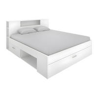 BETT mit Kopfteil, Stauraum & Schubladen - 160 x 200 cm - Weiß - LEANDRE - Weiß, Holz (169.5/228.5cm) - Vente-Unique