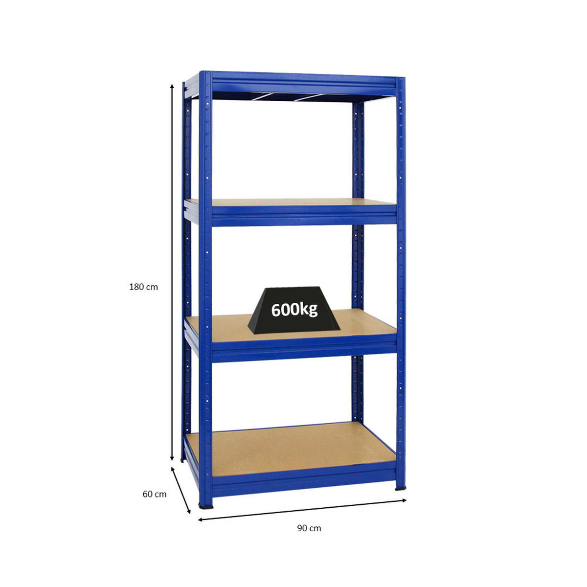 SCHWERLASTREGAL Dino 180x90x60 cm Fachlast 600 kg Blau - Blau, Metall (90/180/60cm) - PROREGAL