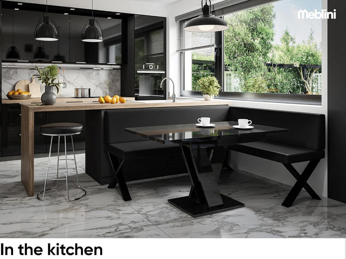 ECKBANK ERIC_X - Schwarz, Leder (128/168cm) - Meblini