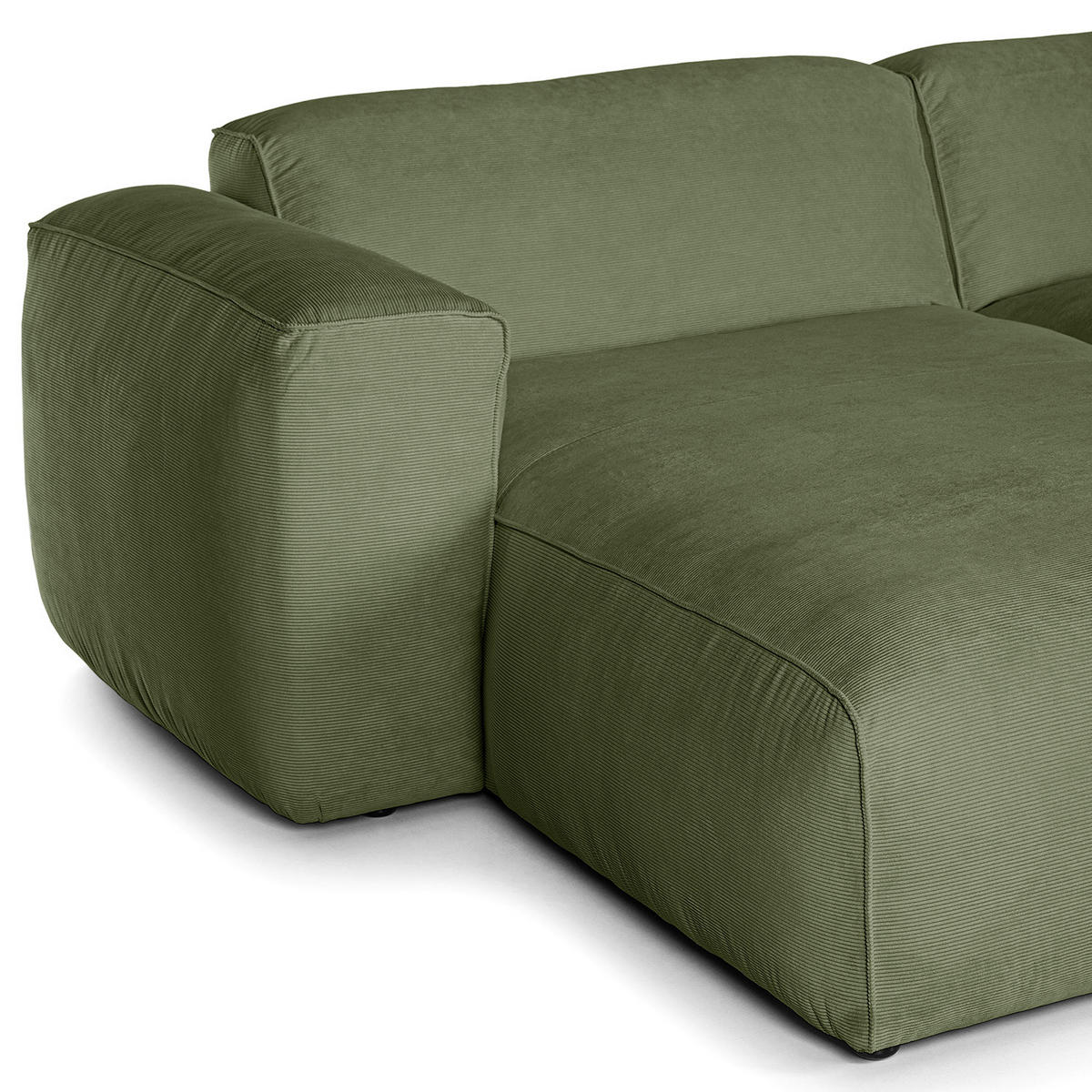 WOHNLANDSCHAFT mit Longchair - Dunkelgrün/Schwarz, Kunststoff/Textil (325/71/235cm) - home24