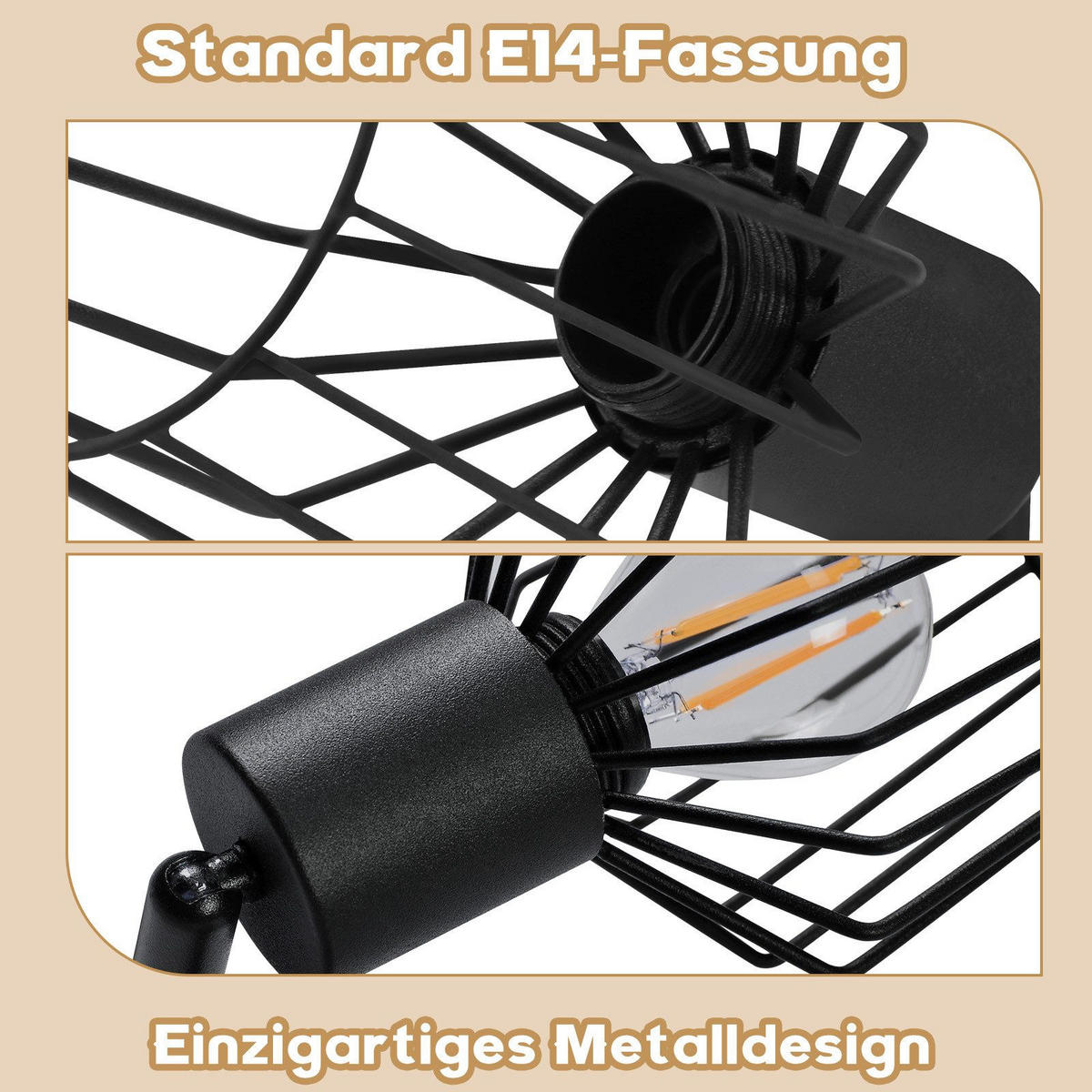 STRAHLER Stella 3-flammig 20/20/10 cm - Schwarz, Metall (20/20/10cm) - Nettlife