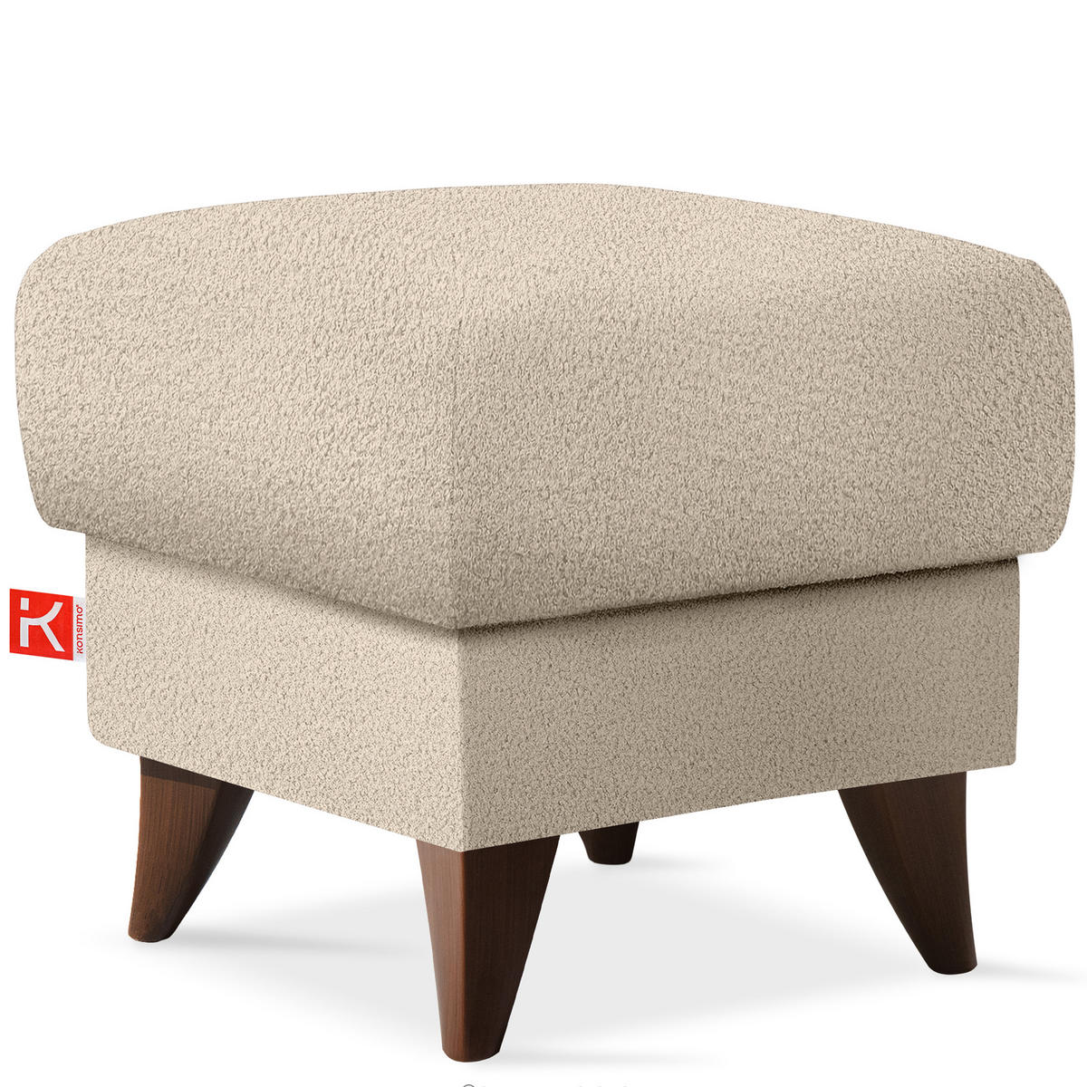 HOCKER GUSTAVO Fußstütze, Bouclé, Creme - Creme, Holz/Holzwerkstoff (53/49/53cm) - KONSIMO®
