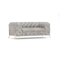 CHESTERFIELD-SOFA 2-Sitzer Vertex Grau Samt - Goldfarben/Grau, Holz/Textil (185/75/100cm) - S-Style Möbel