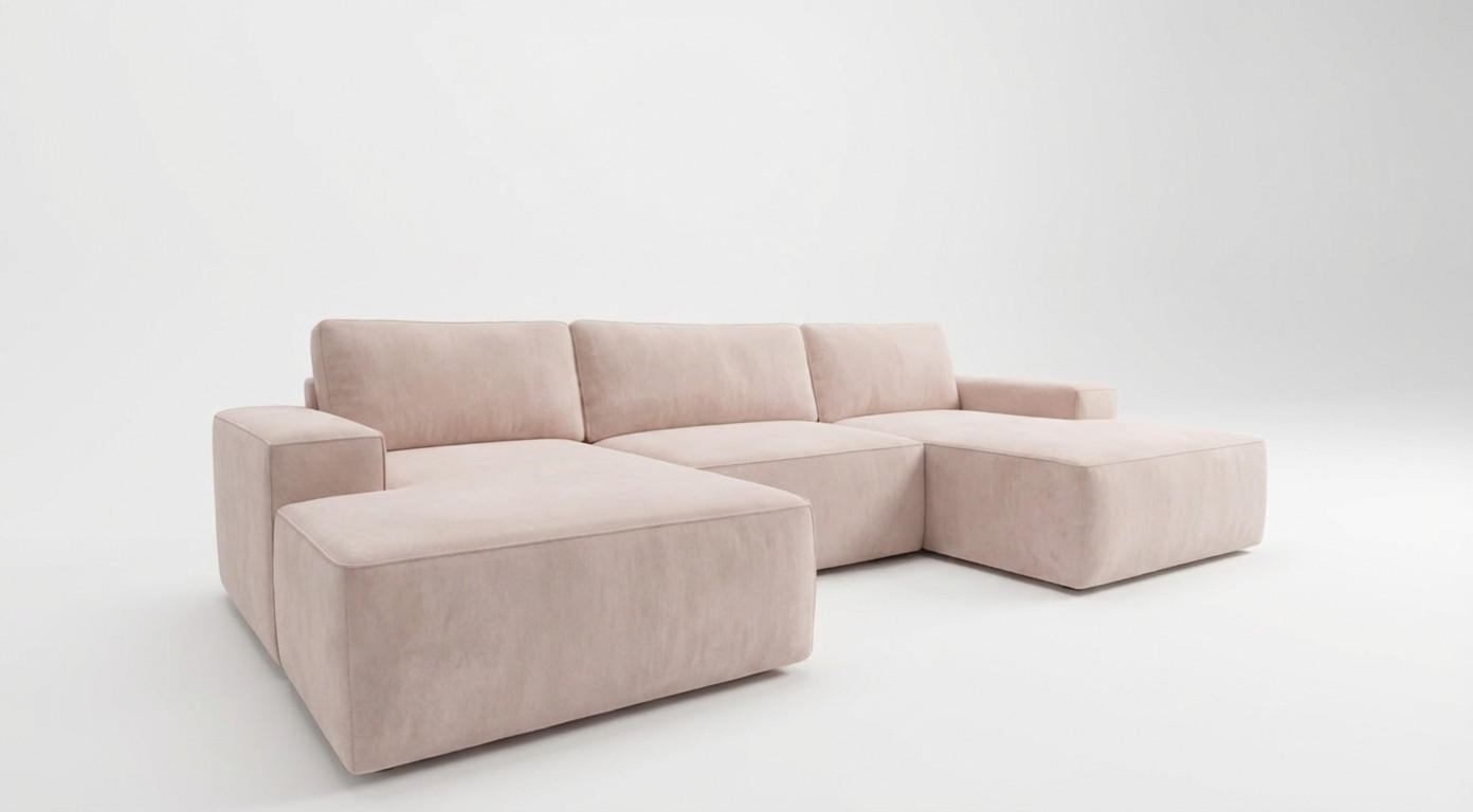 ECKSOFA EINAR 362 cm x 170 cm – Stoff: VELUTTO Beige 2 Farbe: Beige - Beige, Textil (362/170cm) - A&J MöbelLand