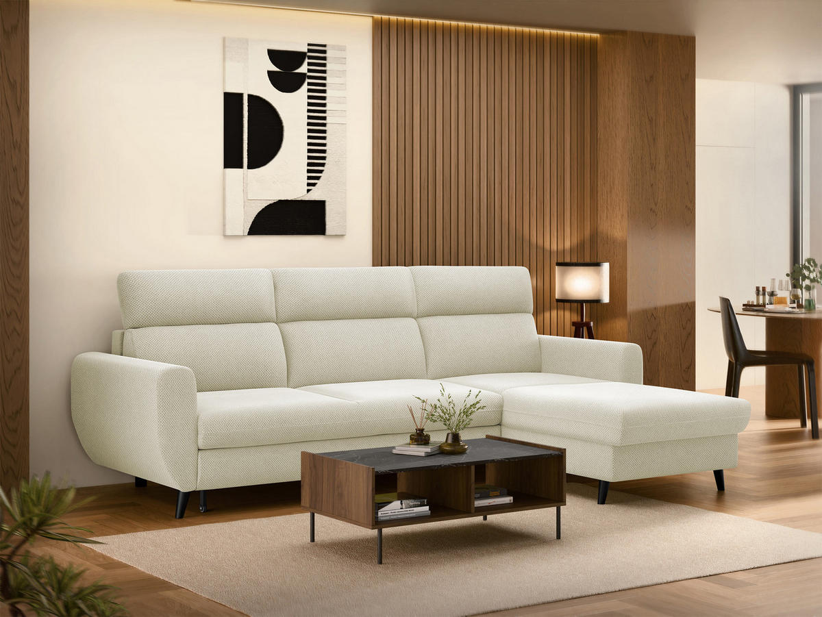 ECKSOFA Torro Mini, Seite: Rechts - Creme, Holz/Textil (258/168cm) - MIRJAN24