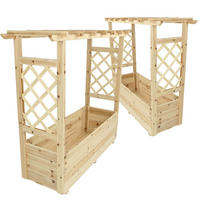 PFLANZKÄSTEN 2er Set mit Rankgittern & Dach - Tannenholz - 98 x 33 x 103cm - Naturfarben, Holz (98/103/33cm) - holz4home