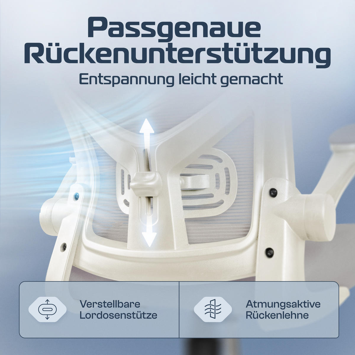 BÜROSTUHL SmartSeat Creme-Weiß - Beige/Silberfarben, Kunststoff/Textil (70/142/70cm) - Clouvou