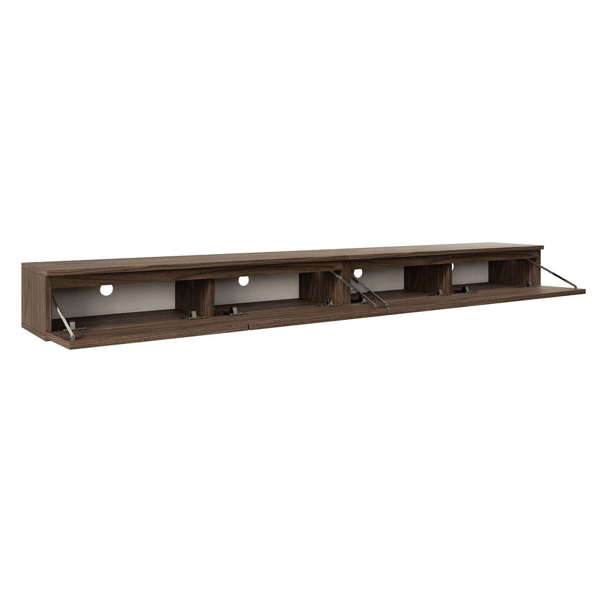 TV stolek Bemmi Slim čtyřdveřový, dekor ořech Wisconsin, 200 cm - tmavě hnědá, kompozitní dřevo (200/18.2/31.6cm) - Selsey