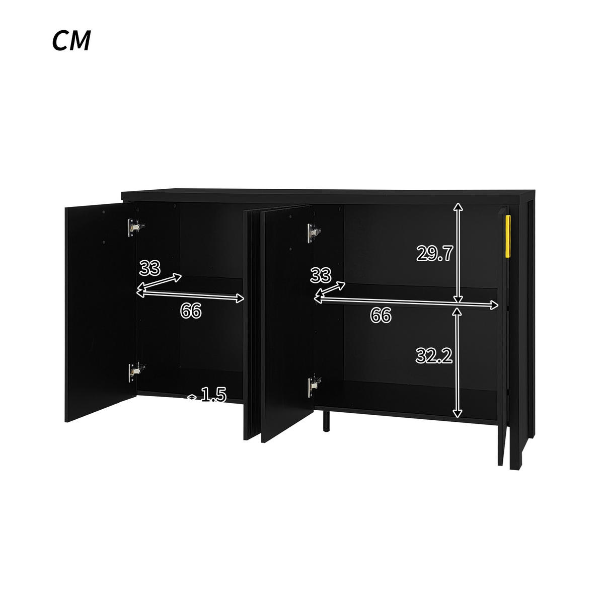 SIDEBOARD Schwarz 140/38/80 cm - Schwarz, Holzwerkstoff (38/80/140cm) - Urban Meuble