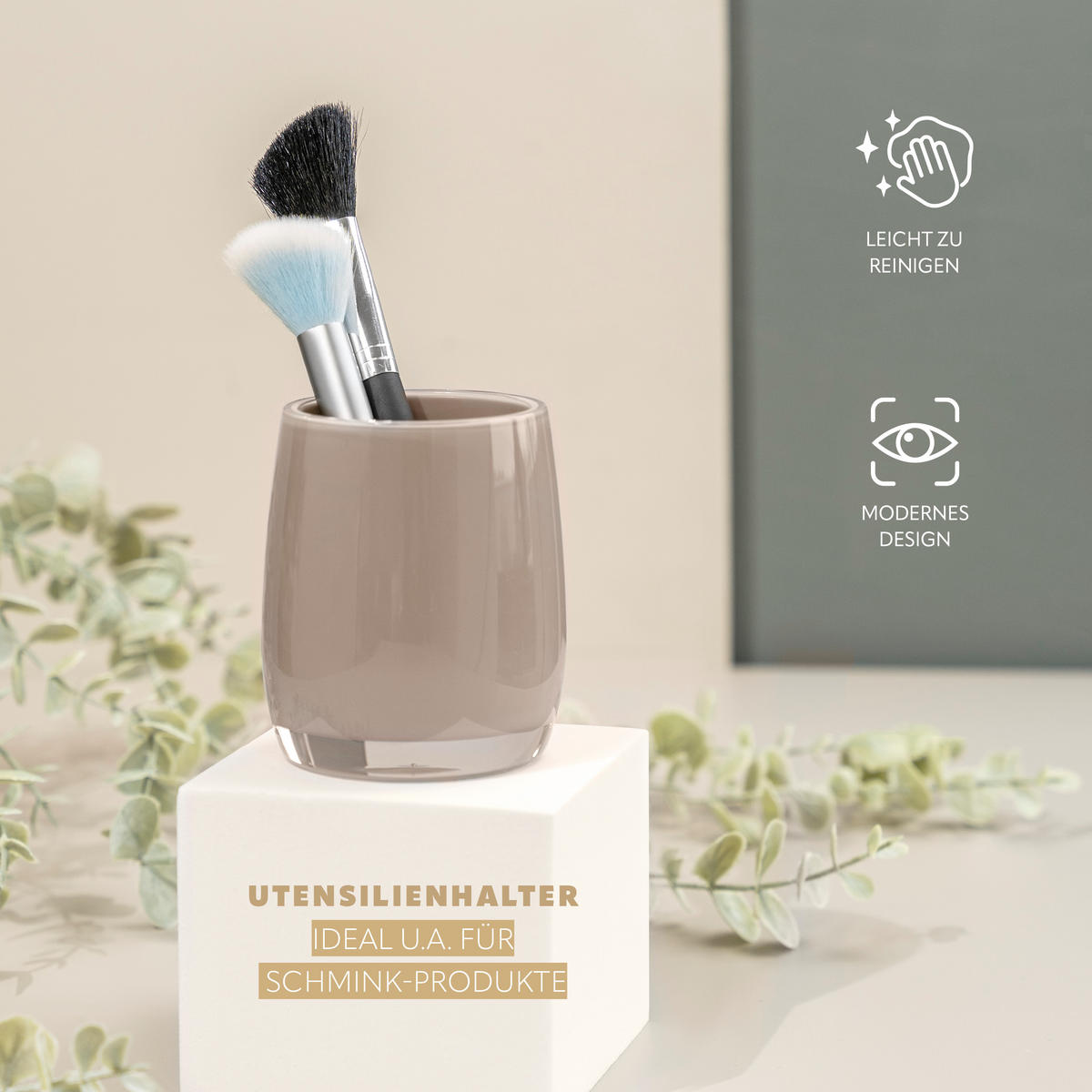 ZAHNPUTZBECHER SAVONA, braun - Cappuccino, Kunststoff (8/9.5/8cm) - bremermann