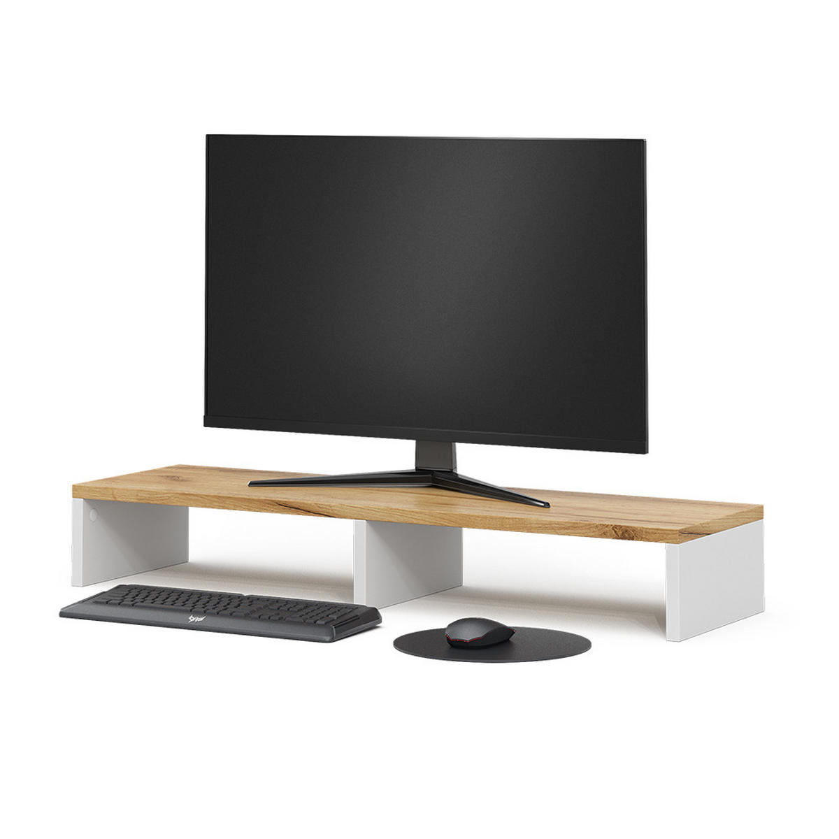 STOJAN NA MONITOR Tomy Bílý/zlatý dub - bílá/medově dubová, kompozitní dřevo (23.5/80/12cm) - Vicco