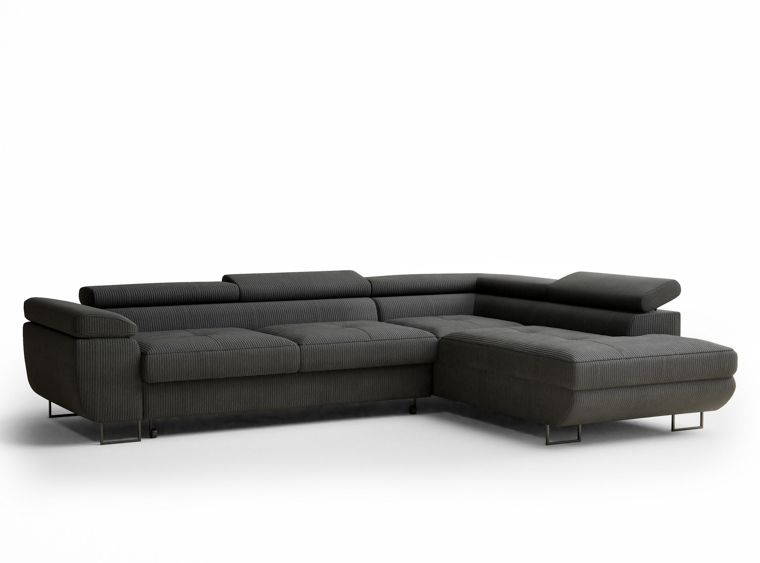 ECKSOFA MIT SCHLAFFUNKTION Concord Anthrazit Samtstoff - Anthrazit/Schwarz, Holz/Holzwerkstoff (277/203cm) - Maison de Reve