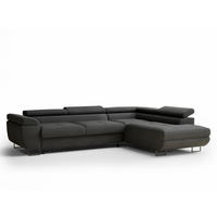 ECKSOFA MIT SCHLAFFUNKTION Concord Anthrazit Samtstoff - Anthrazit/Schwarz, Holz/Holzwerkstoff (277/203cm) - Maison de Reve