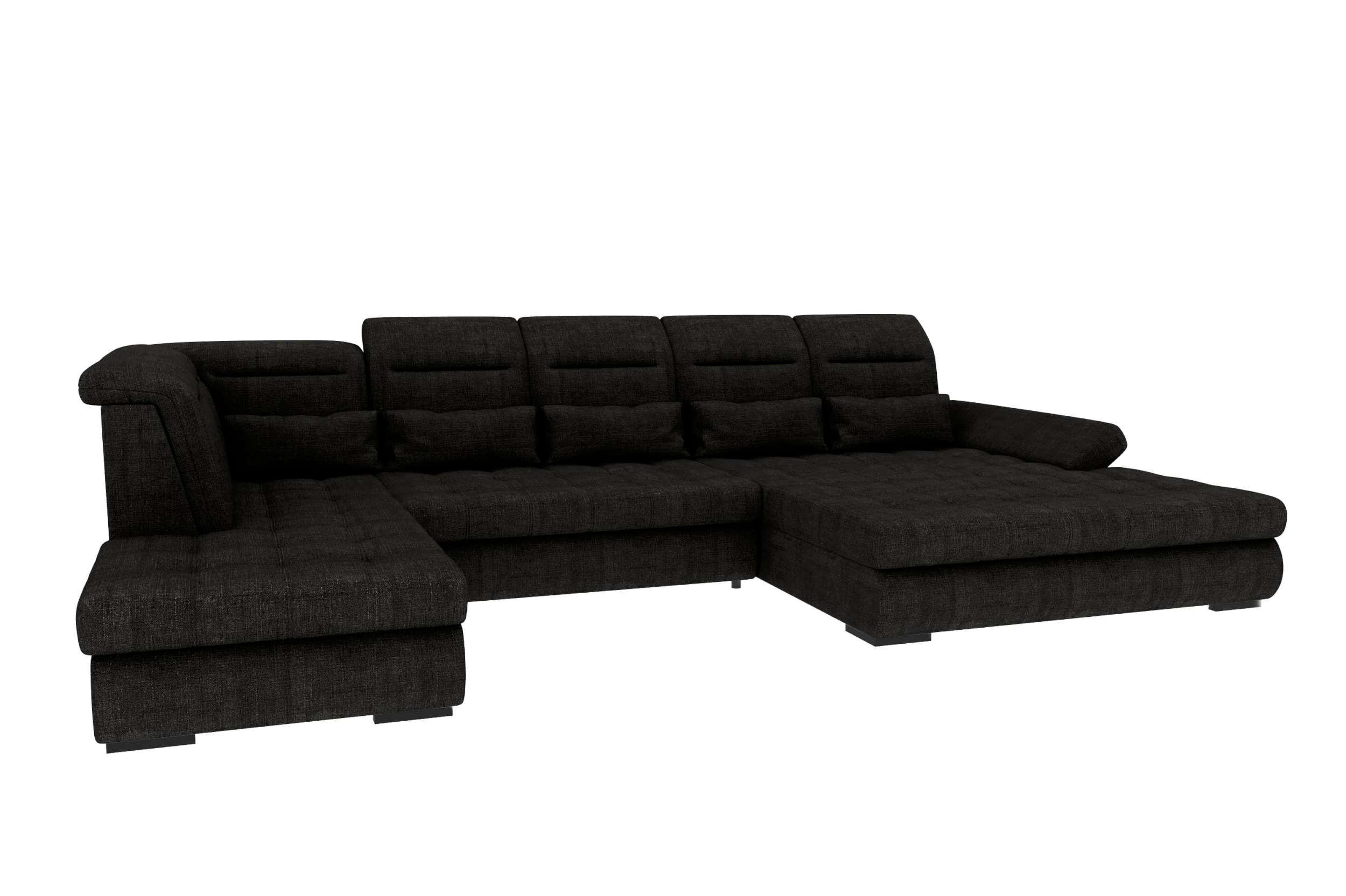 WOHNLANDSCHAFT Toscana Velours inkl. Schlaffunktion - Schwarz, Textil (358/87/208cm) - 99rooms