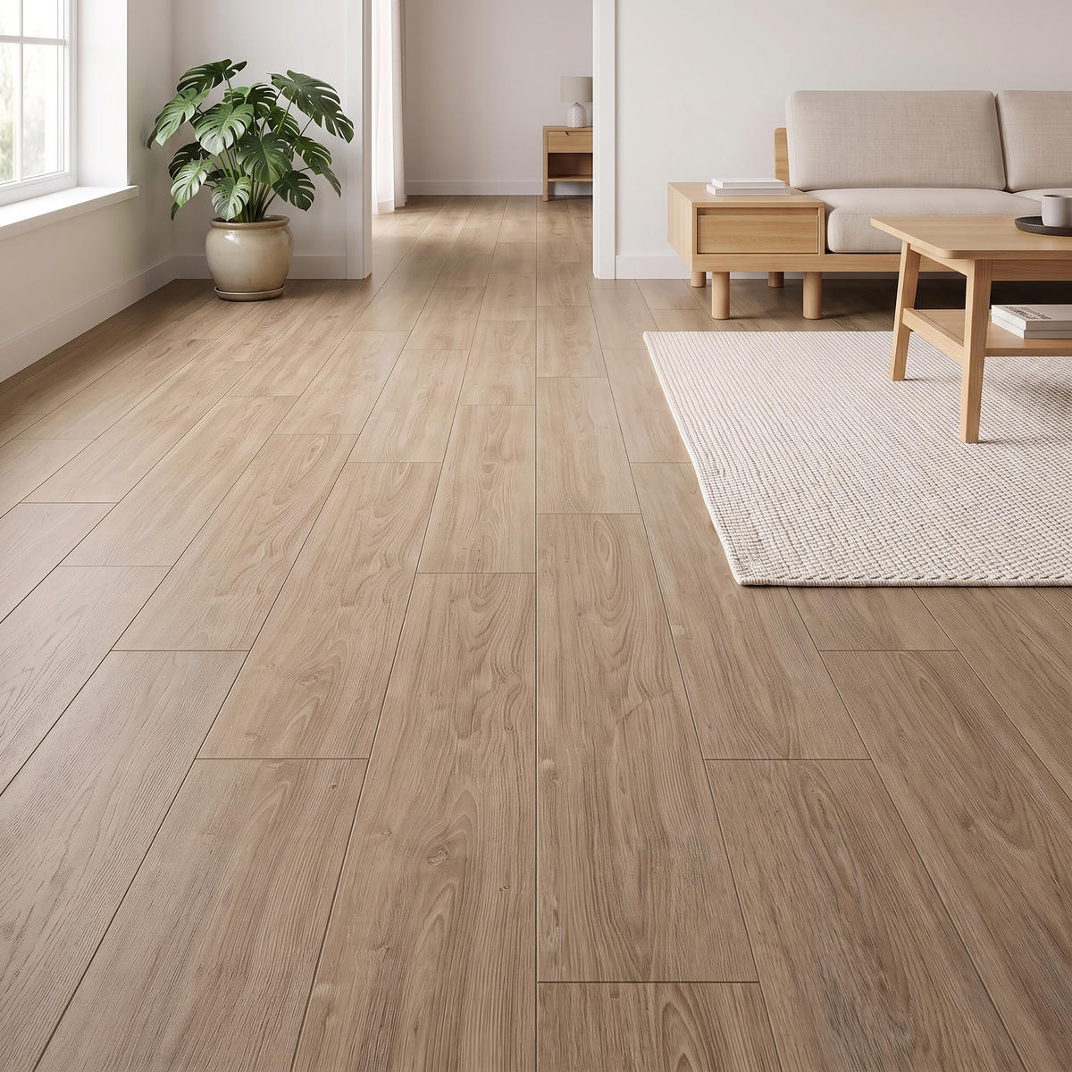 VINYLGOLV Ljus ek 36-pack självhäftande 15,2x91,4 cm - Beige, Plast (91.4/15.2/0.2cm) - Relaxdays