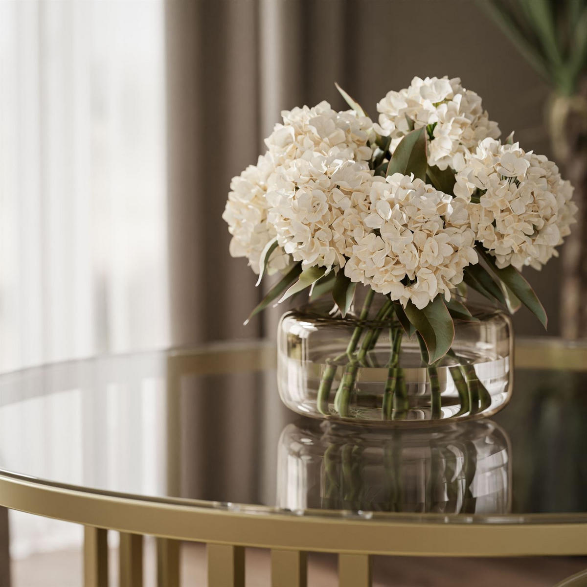 COUCHTISCH 2in1 LORI GLASS gebürstetes Gold, gebürstetes Gold / transparentes Glas - Transparent, Metall (70/70/43cm) - Lookway