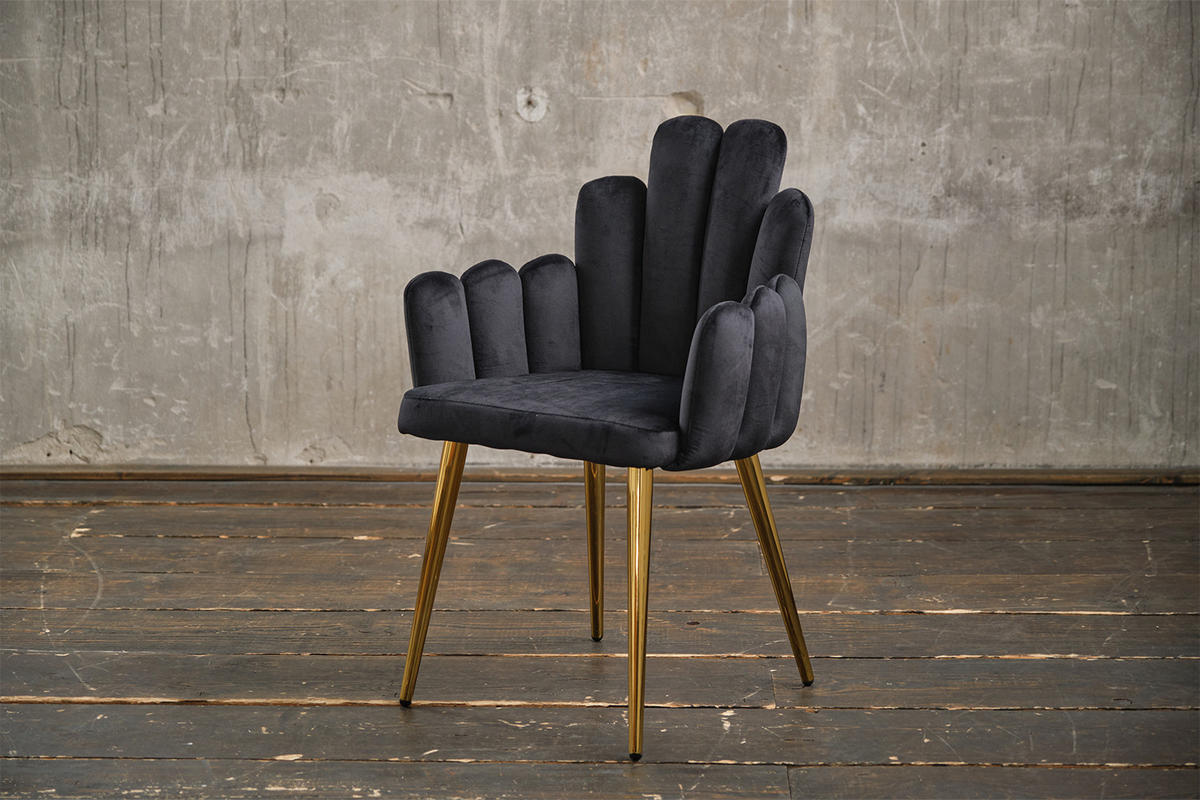 ESSZIMMERSTUHL FREJA Schwarz Velvet - Schwarz, Textil (59/86/55cm) - KAWOLA