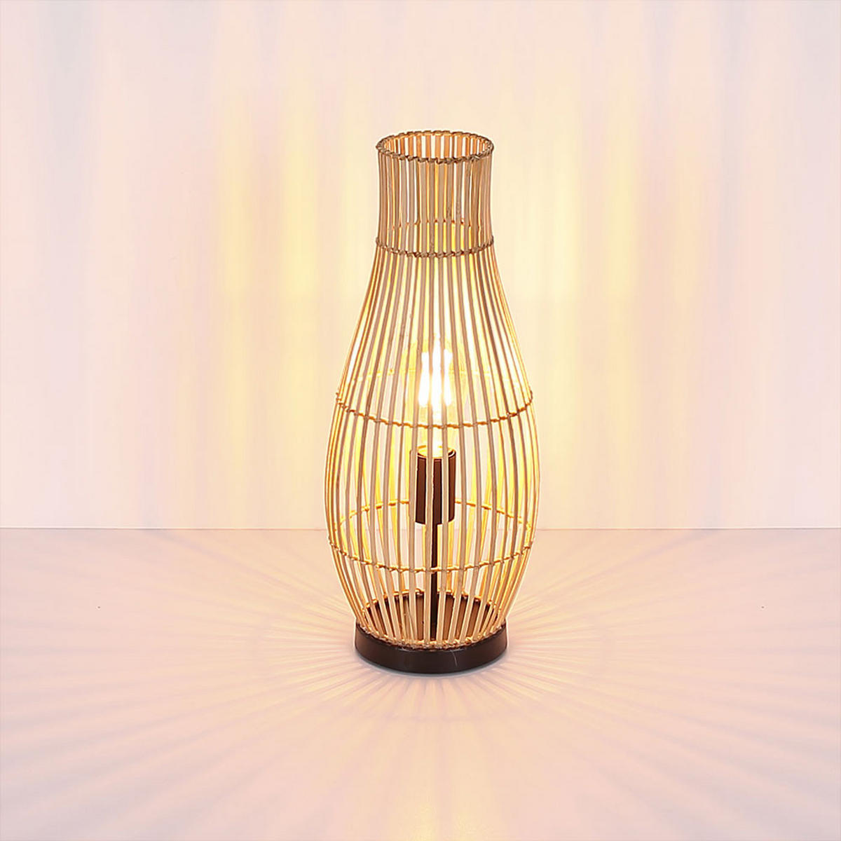LED STEHLEUCHTE Bambus Braun - Braun, Holz (19.5/19.5/47.5cm) - Globo Lighting