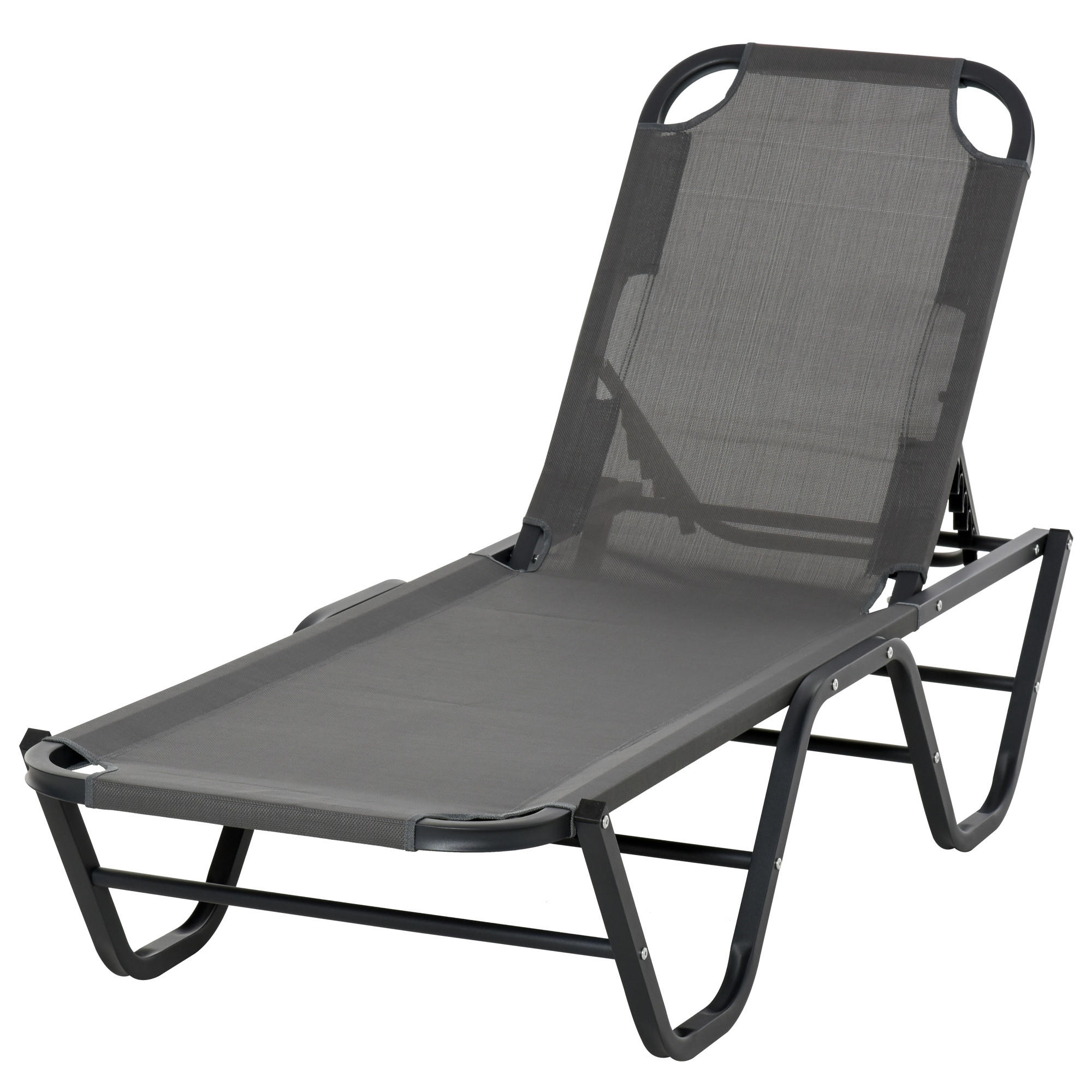 SONNENLIEGE - Grau, Textil/Metall (58.5/89/188cm) - Outsunny