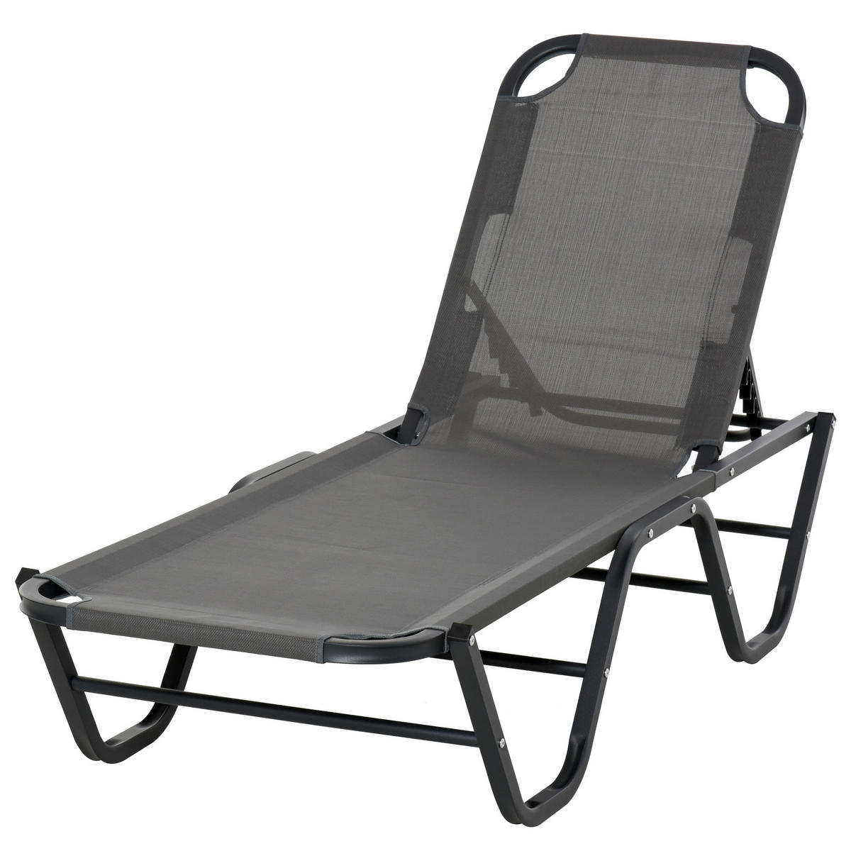 SONNENLIEGE - Grau, Textil/Metall (58.5/89/188cm) - Outsunny