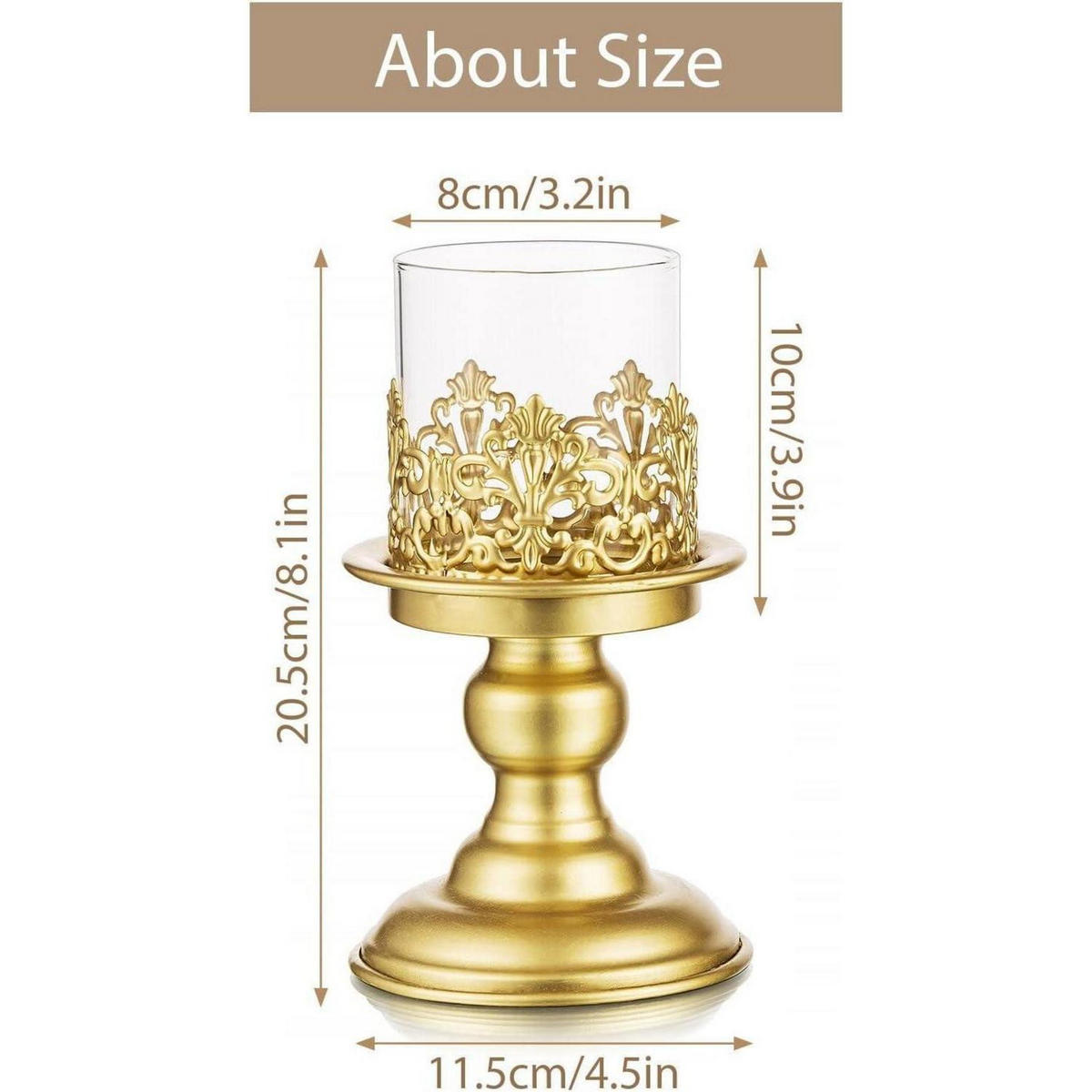 KERZENSTÄNDER 2-teiliges Set Gold Metall mit Glas - Goldfarben, Metall (11.5/20.5/11.5cm)