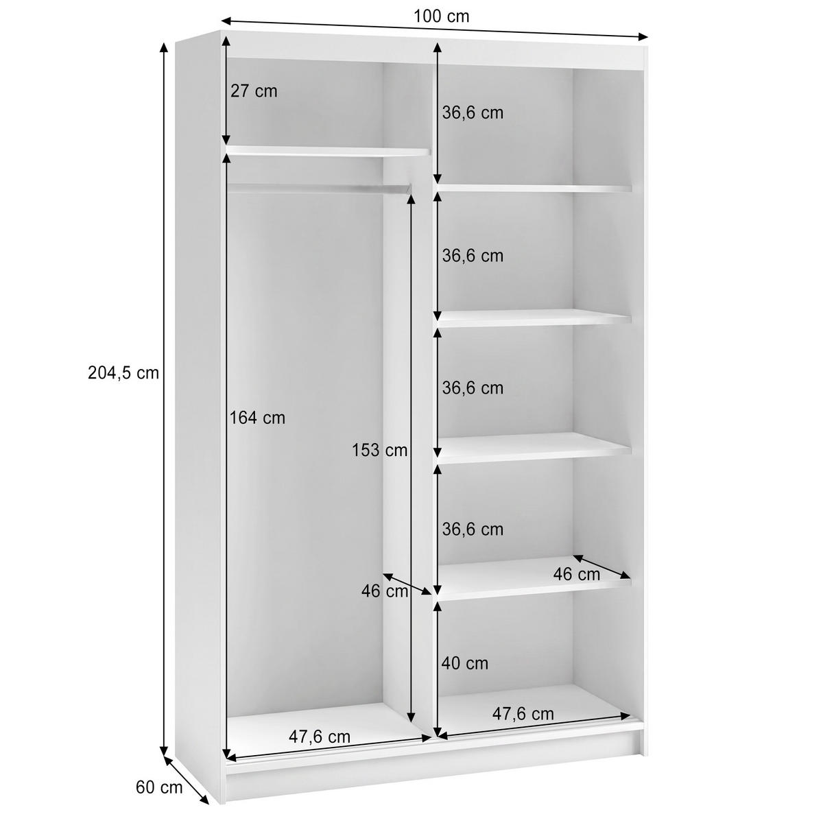 SCHWEBETÜRENSCHRANK Hela mit 2 Türen und Schubkasteneinsatz, 100 cm, Kaschmir - Kaschmir, Holzwerkstoff (100/205/60cm) - Beautysofa