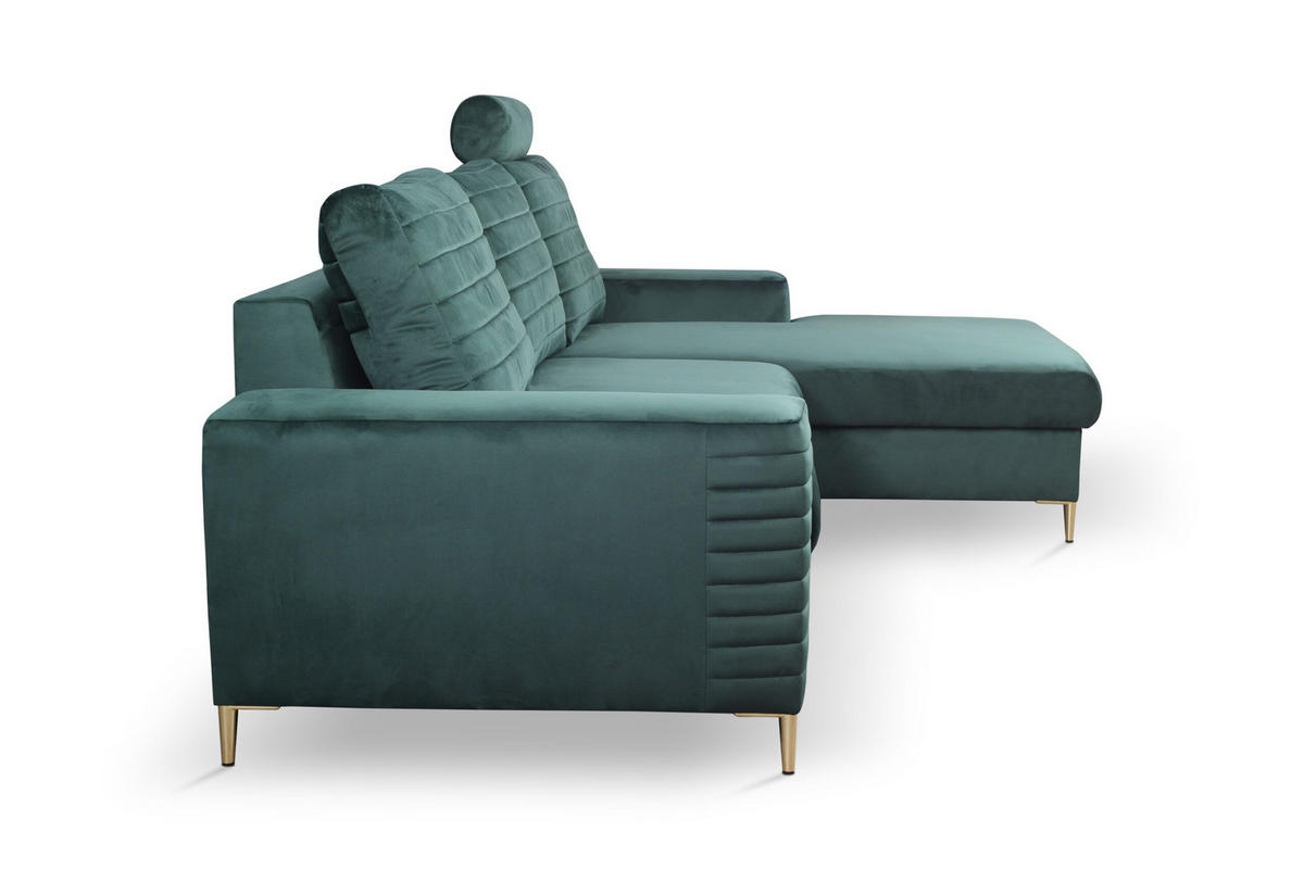 ECKSOFA NITRO R Grün (Velluto 27) - Grün, Holzwerkstoff (253/165cm) - Möblo