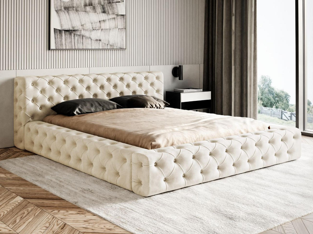 POLSTERBETT Palini 140x200 Beige - Beige, Textil (140/200cm) - Graingold
