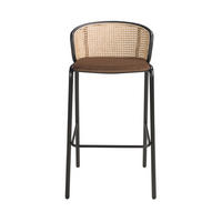 HOCKER aus braunem Samt und Rattan , Braun Schwarz 51/50/95 cm - Schwarz/Braun, Textil (51/95/50cm) - ANGEL CERDA