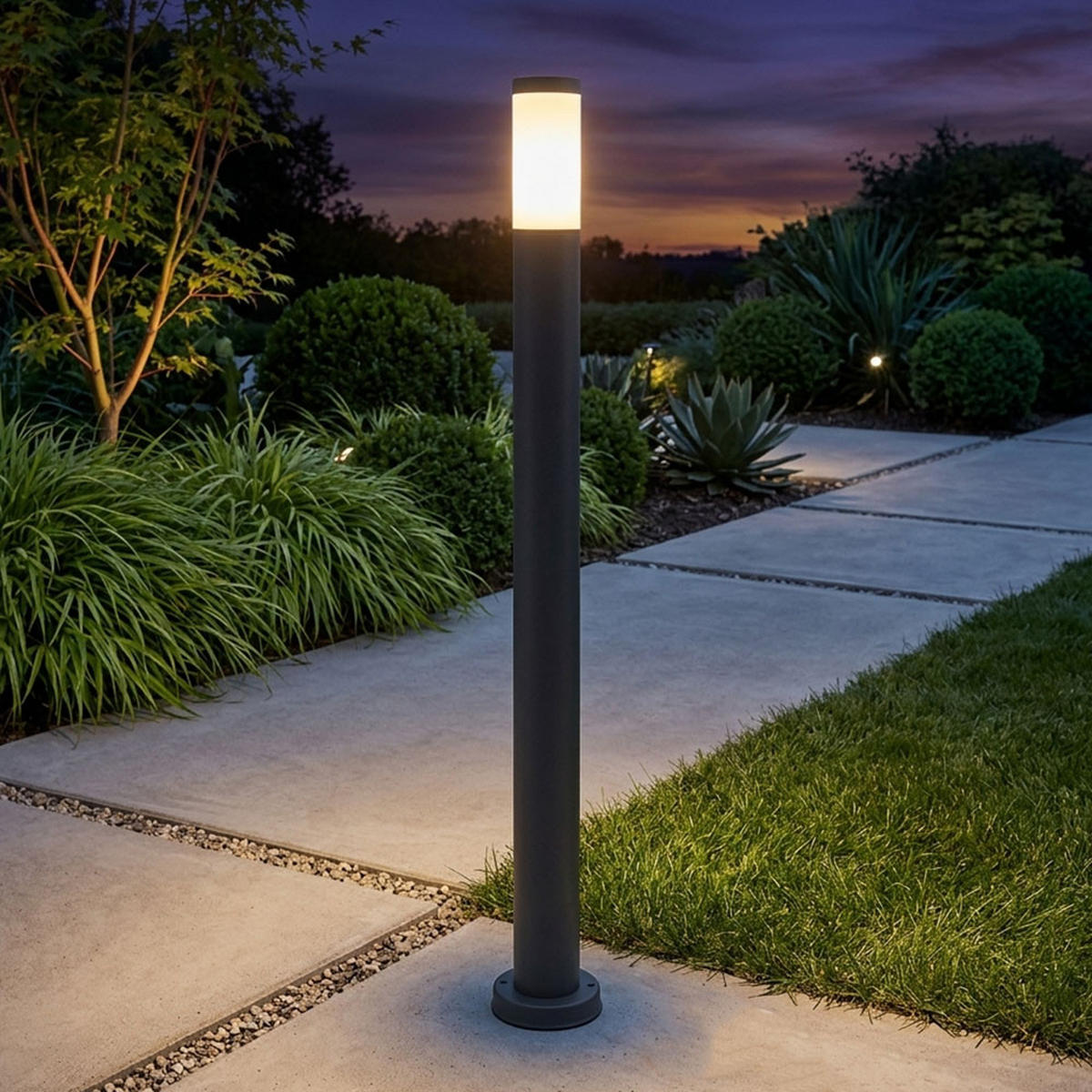 LED STEHLEUCHTE Edelstahl Anthrazit - Anthrazit, Metall (12.7/12.7/110cm) - Globo Lighting