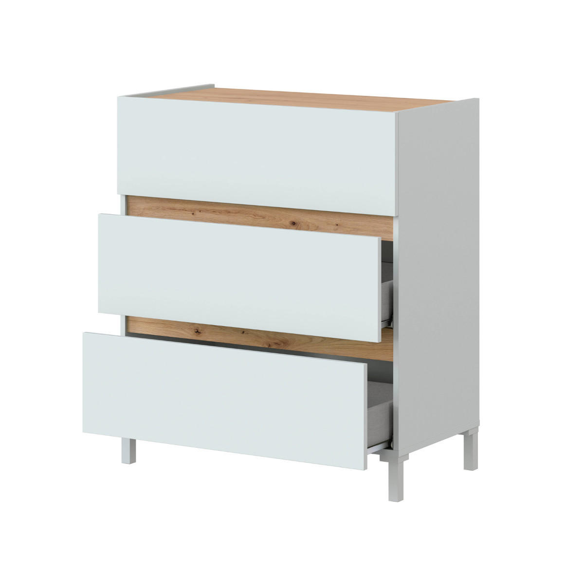 KOMMODE 3 schubladen in eichenoptik und weiß - tempus 79/41/90 cm - Apfelbaumfarben, Holzwerkstoff (41/90/79cm) - Calicosy