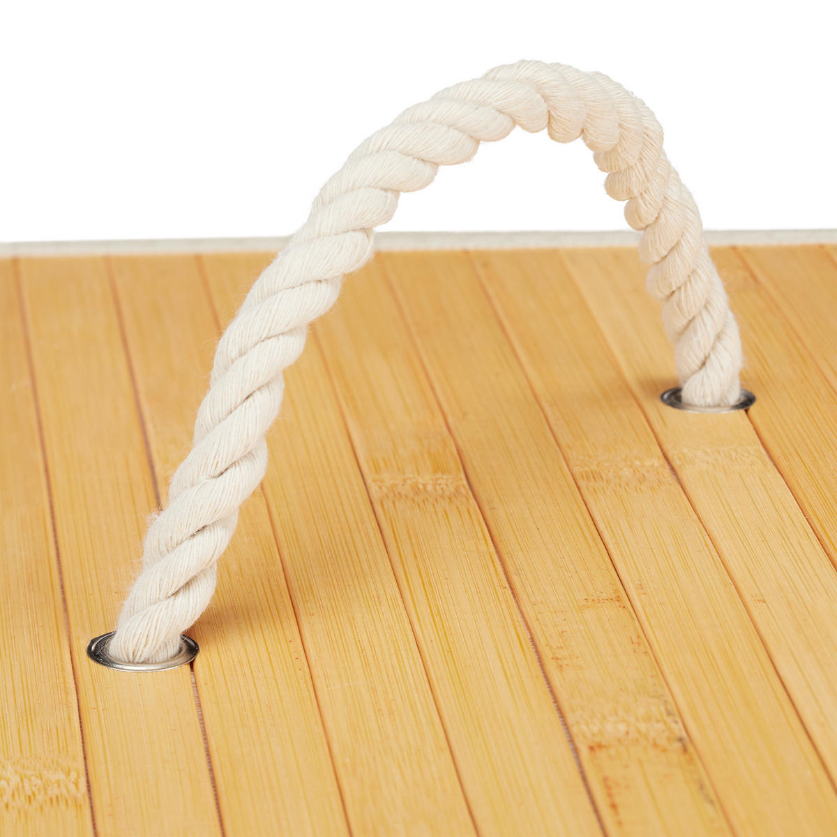 ECKWÄSCHEKORB - Creme, Holz/Textil (49.5/65/37cm) - Relaxdays