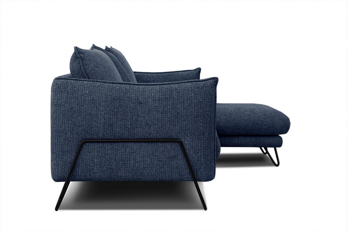 ECKSOFA HOSTEN 4-Sitzer, dunkelblau - Schwarz/Dunkelblau, Holzwerkstoff/Textil (269/158cm) - Courtois Laville