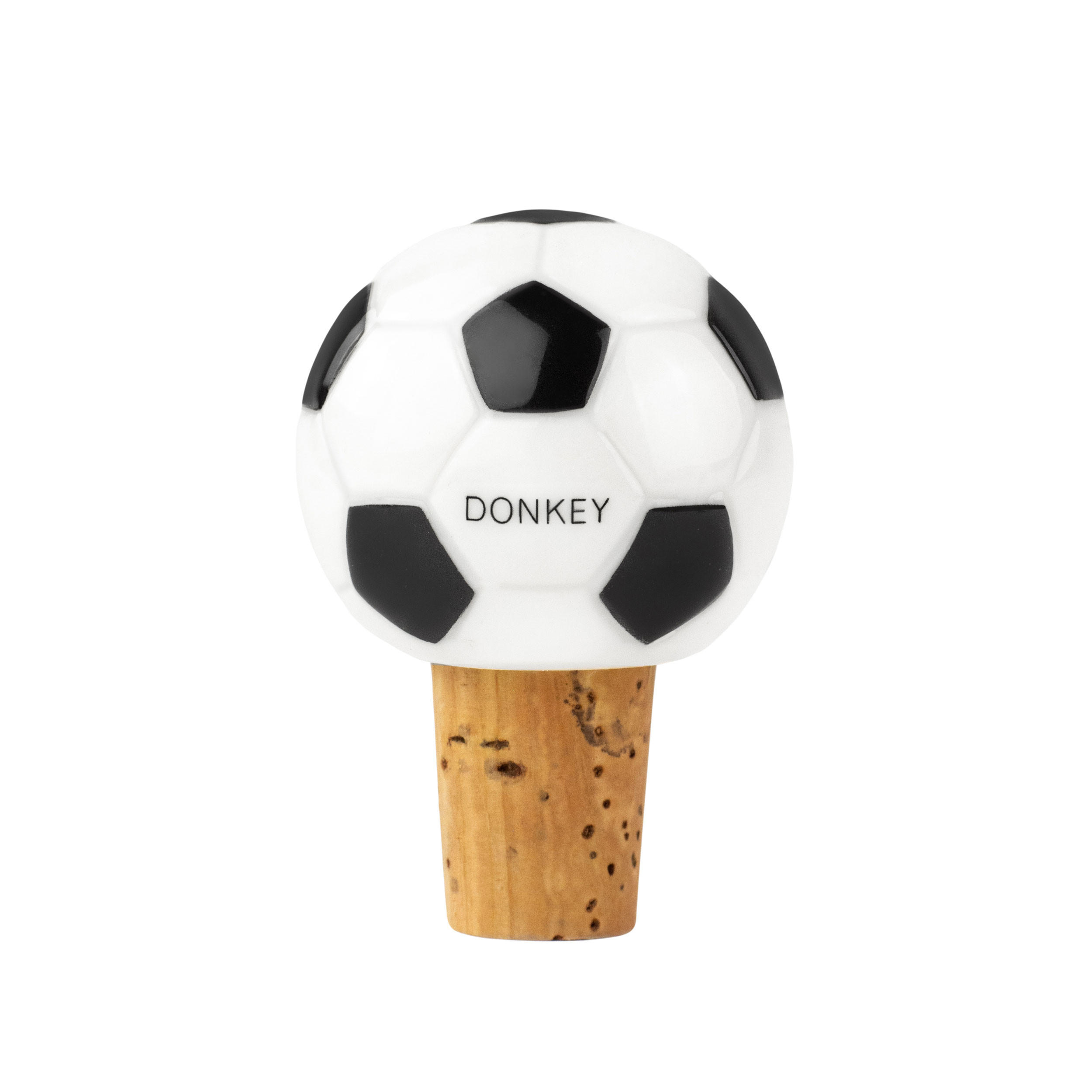 FLASCHENVERSCHLUSS Fußball, Porzellan, Kork, Schwarz-Weiß - Weiß, Keramik (4.5/6.4/4.5cm) - Donkey Products