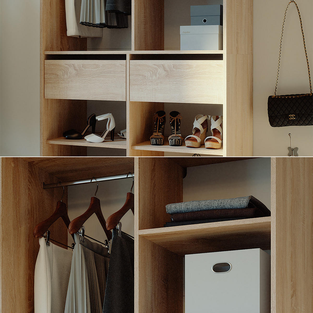 KLEIDERSCHRANK Elmo Sonoma 100 x 200 cm mit 2 Schubladen - Sonoma Eiche, Holzwerkstoff (100/200/50cm) - Vicco