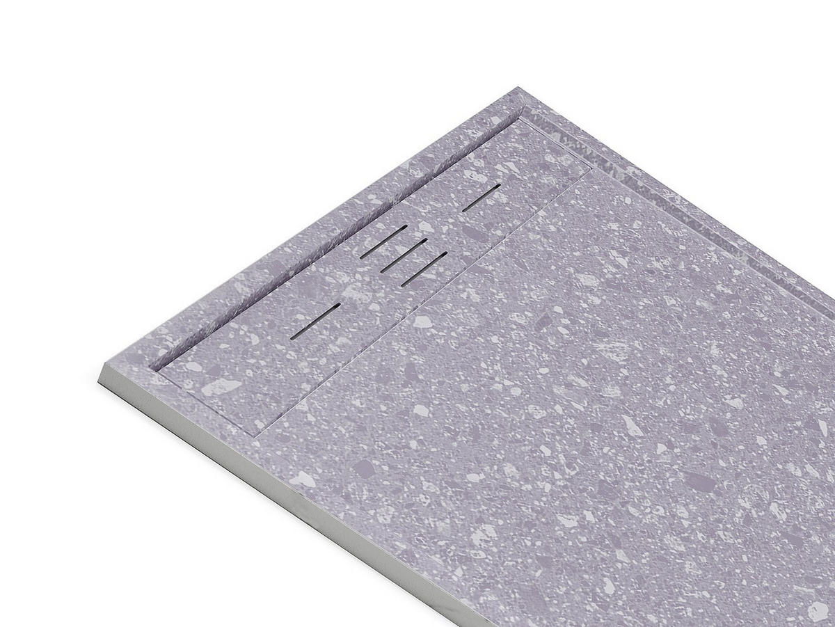 DUSCHWANNE - 120 cm x 90 cm - Harz - Grau, Weiß - LYROSA - Weiß/Grau, Kunststoff (90cm) - Vente-Unique