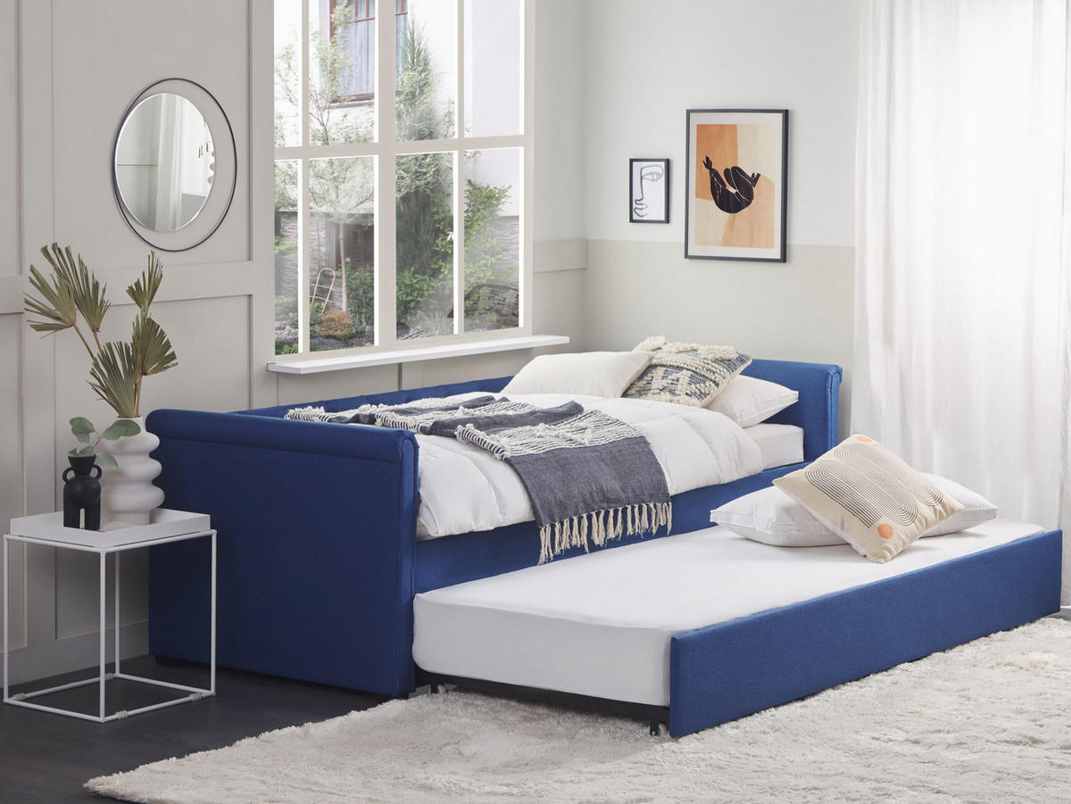 TAGESBETT 90/200cm Marineblau Libourne - Blau, Textil (90/200cm) - Beliani