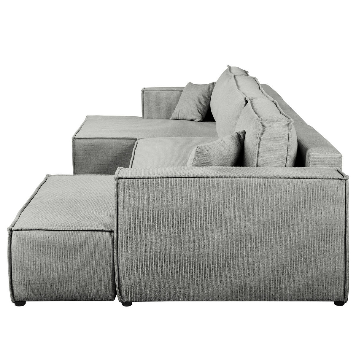 WOHNLANDSCHAFT mit Schlaffunktion - Dunkelgrau/Schwarz, Kunststoff/Textil (398/70/148cm) - home24