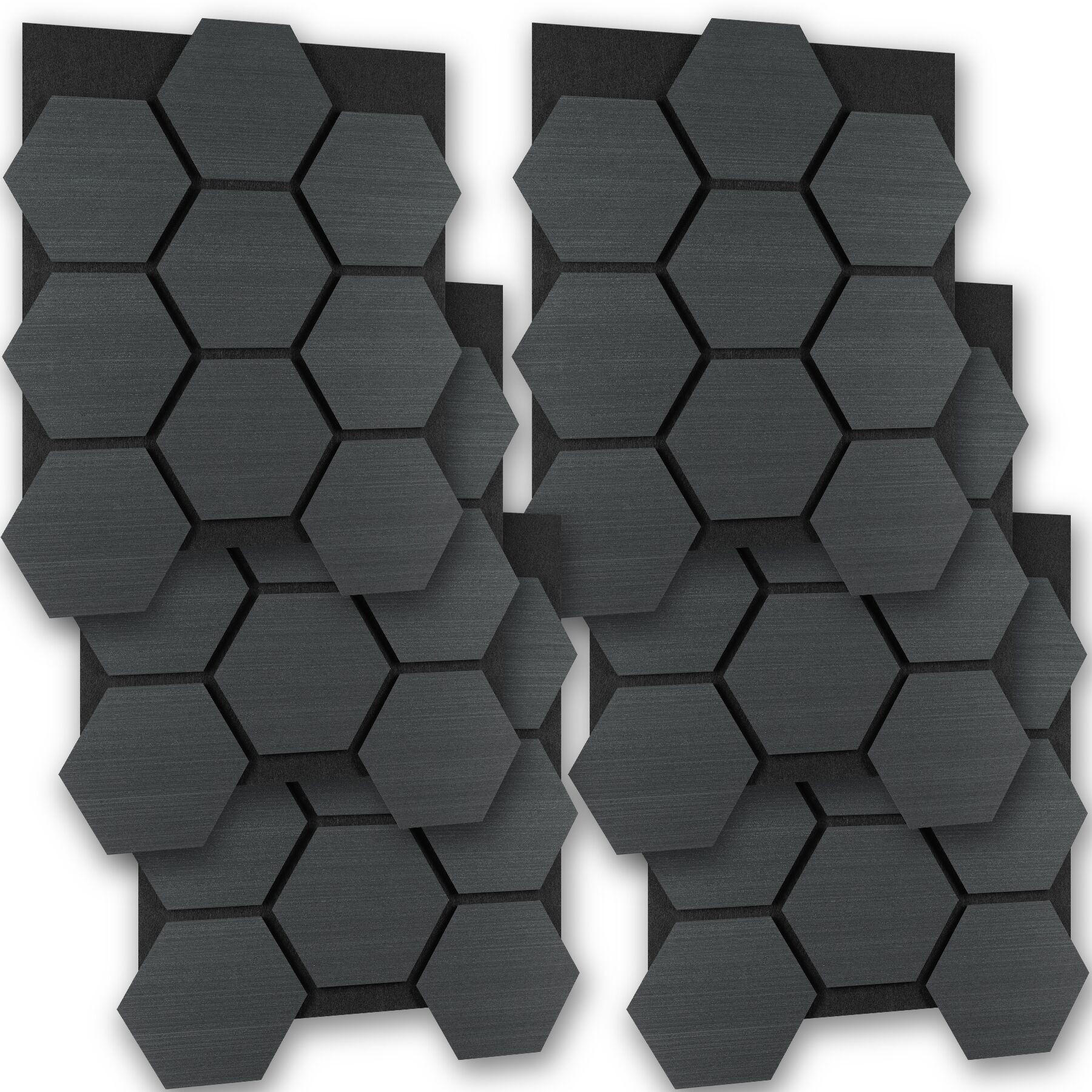 AKUSTIKPANEELE Sonic Shield, je 76 x 62 x 1,8 cm, Größe flexibel anpassbar, Eiche schwarz - Schwarz, Holz (62/1.8/76cm) - tectake