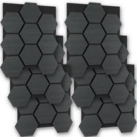 AKUSTIKPANEELE Sonic Shield, je 76 x 62 x 1,8 cm, Größe flexibel anpassbar, Eiche schwarz - Schwarz, Holz (62/1.8/76cm) - tectake