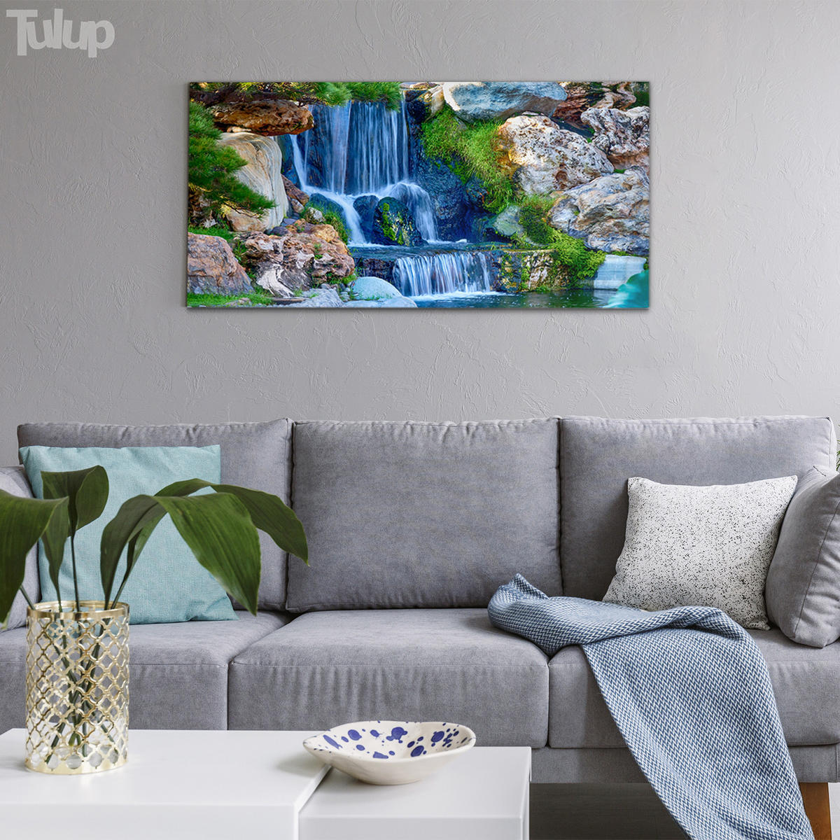 GLASBILD 120x60 cm Landschaftspanorama - Blau/Grün, Glas (120/60cm) - TULUP