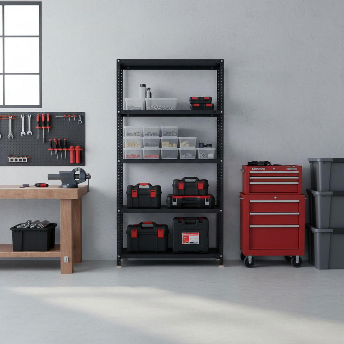 SCHRAUBREGAL PANDA | HxBxT 180x80x30cm | 5 Fachböden | Fachlast 100kg | Anthrazit - Anthrazit, Metall (80/180/30cm) - PROREGAL